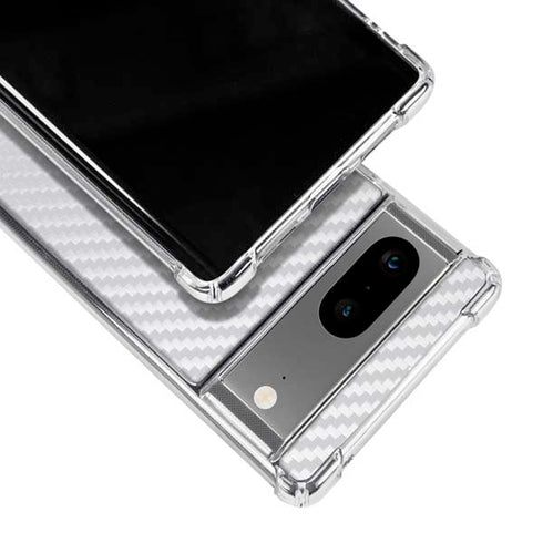 White Carbon Fiber Specialty Texture Material Google Pixel 7a Clear Case